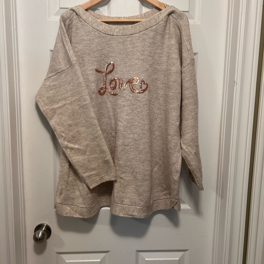 Ricki's, knit sweater with "LOVE", beige, size XXL.
